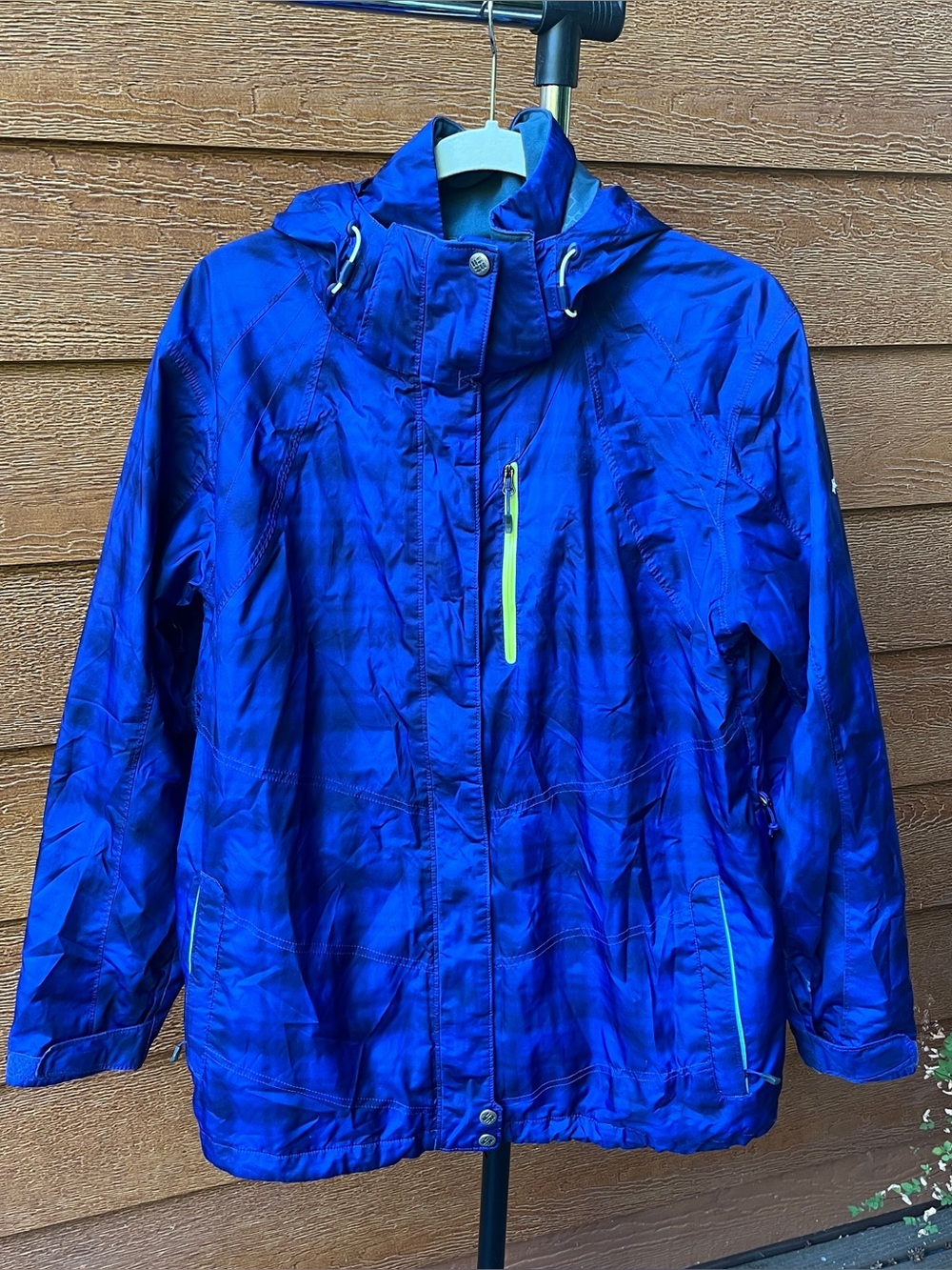 Columbia Whirlibird Interchange Blue Plaid Neon Accent Jacket Outerwear Women 1X